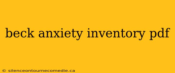 beck anxiety inventory pdf