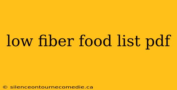 low fiber food list pdf