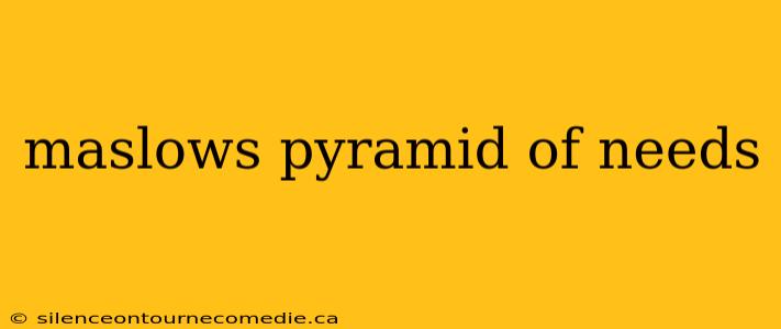 maslows pyramid of needs
