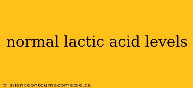 normal lactic acid levels