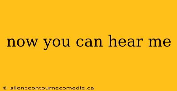 now you can hear me