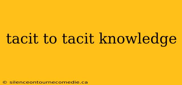 tacit to tacit knowledge