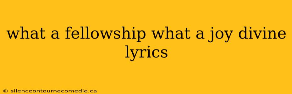 what a fellowship what a joy divine lyrics