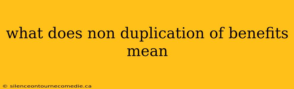 what does non duplication of benefits mean