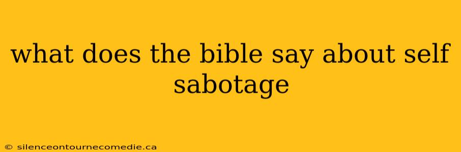 what does the bible say about self sabotage