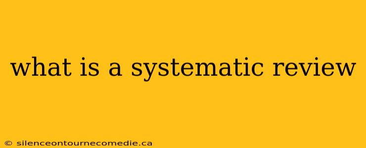 what is a systematic review