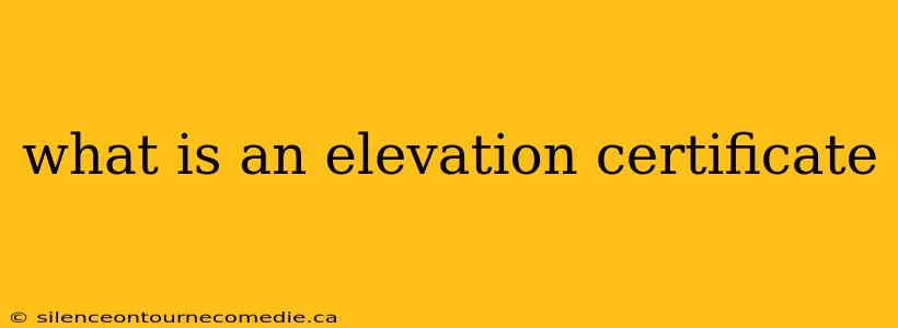 what is an elevation certificate