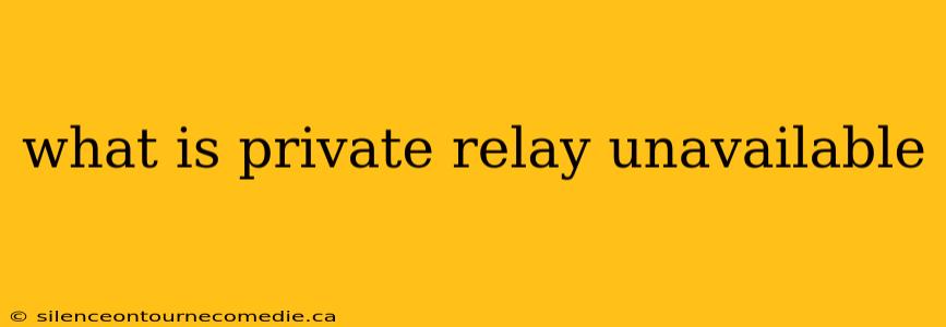 what is private relay unavailable