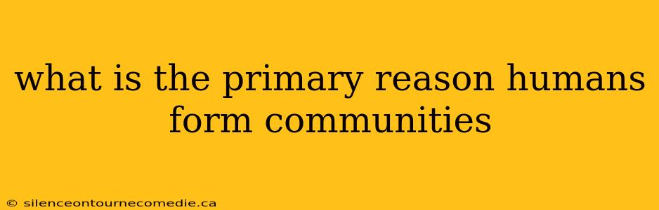 what is the primary reason humans form communities